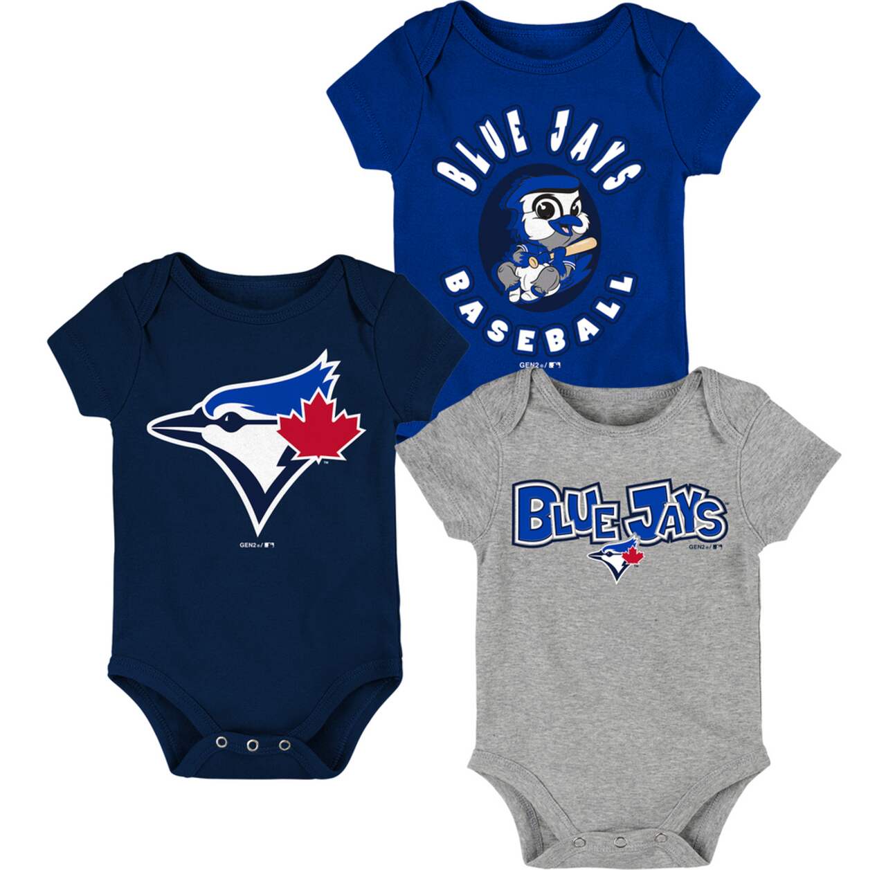 Snugabye Toronto Blue Jays 3 Piece Infant Bodysuit Set 9-12 Months