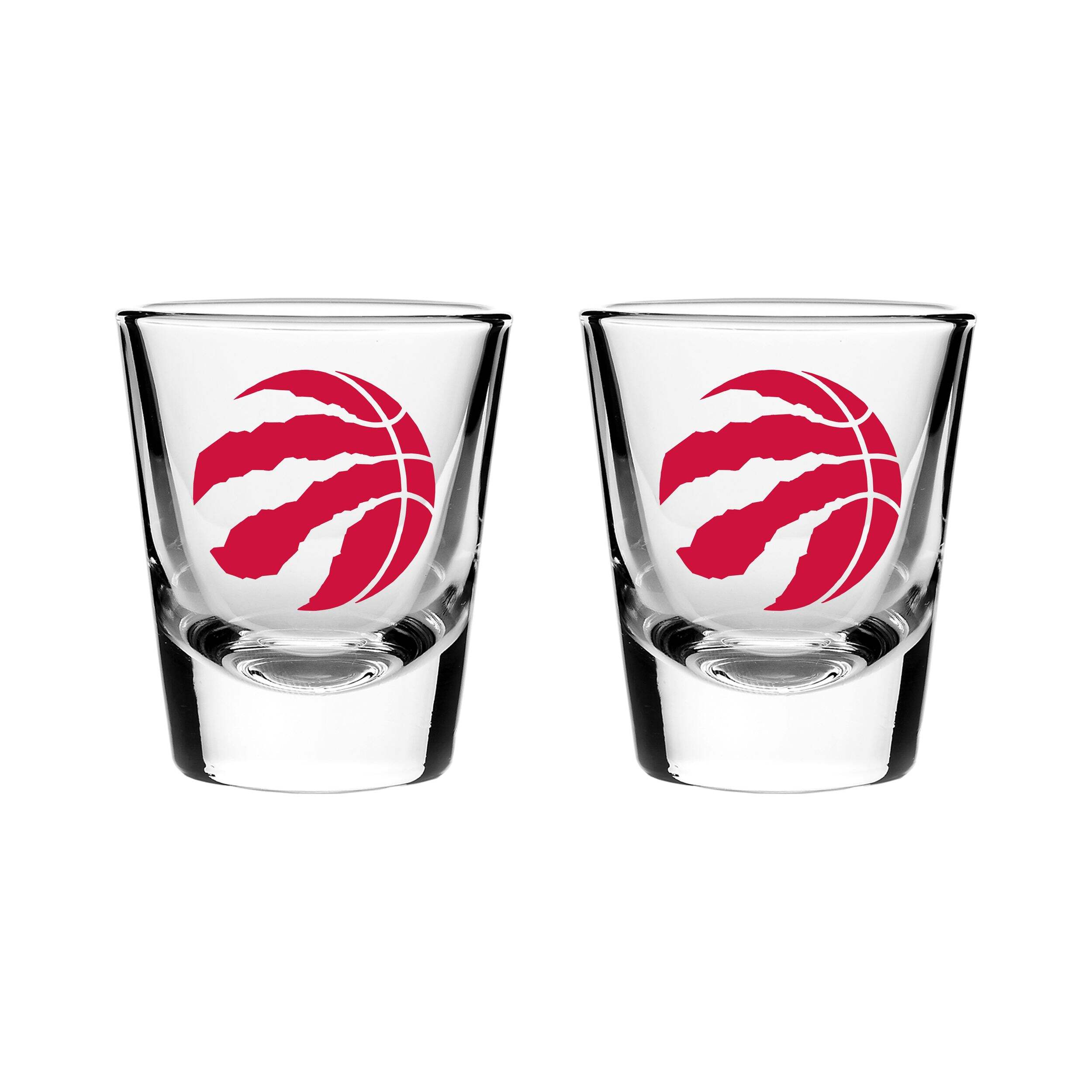 Toronto Raptors Heavy Base Shot Glass Set For NBA Basketball Fans/Collectors, 2-oz, 2-pk Front_Flat