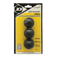 Dunlop Pro Double Yellow Dot WSF & PSA Squash Balls For Advanced Level Players Black, 3-pk Front_Flat