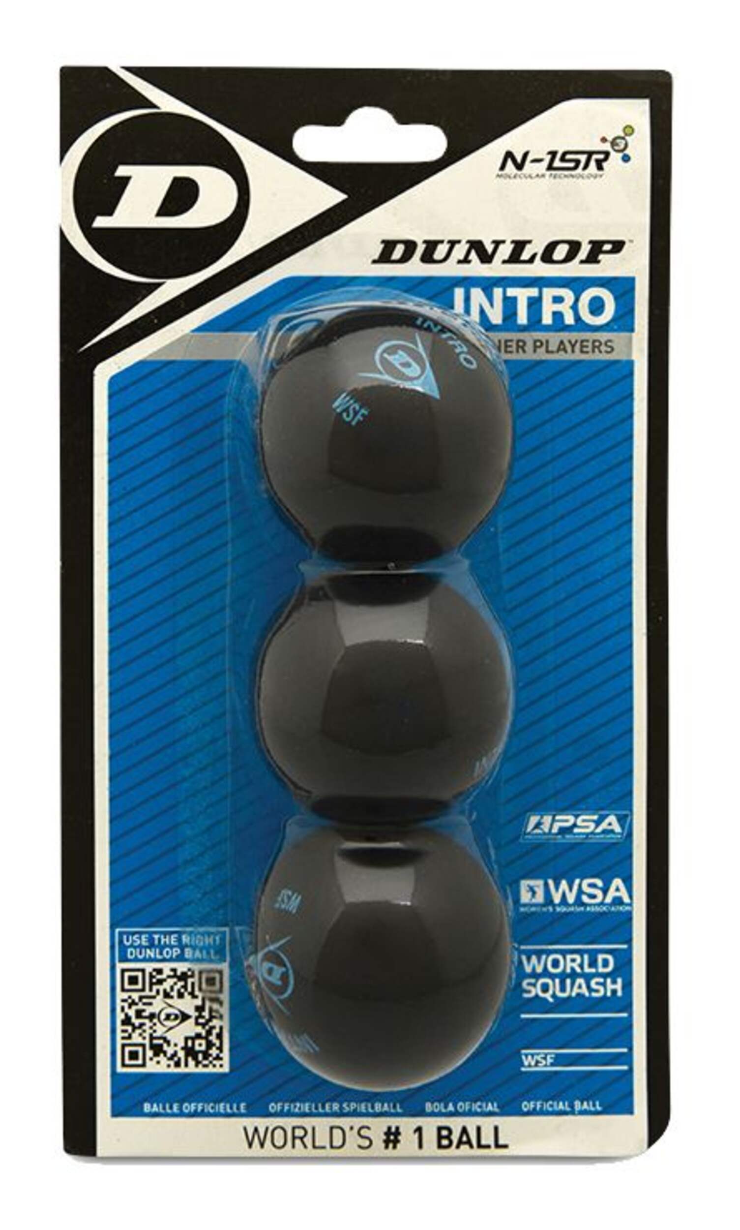 Dunlop Intro Single Blue Dot WSF & PSA Squash Balls For Beginner Level