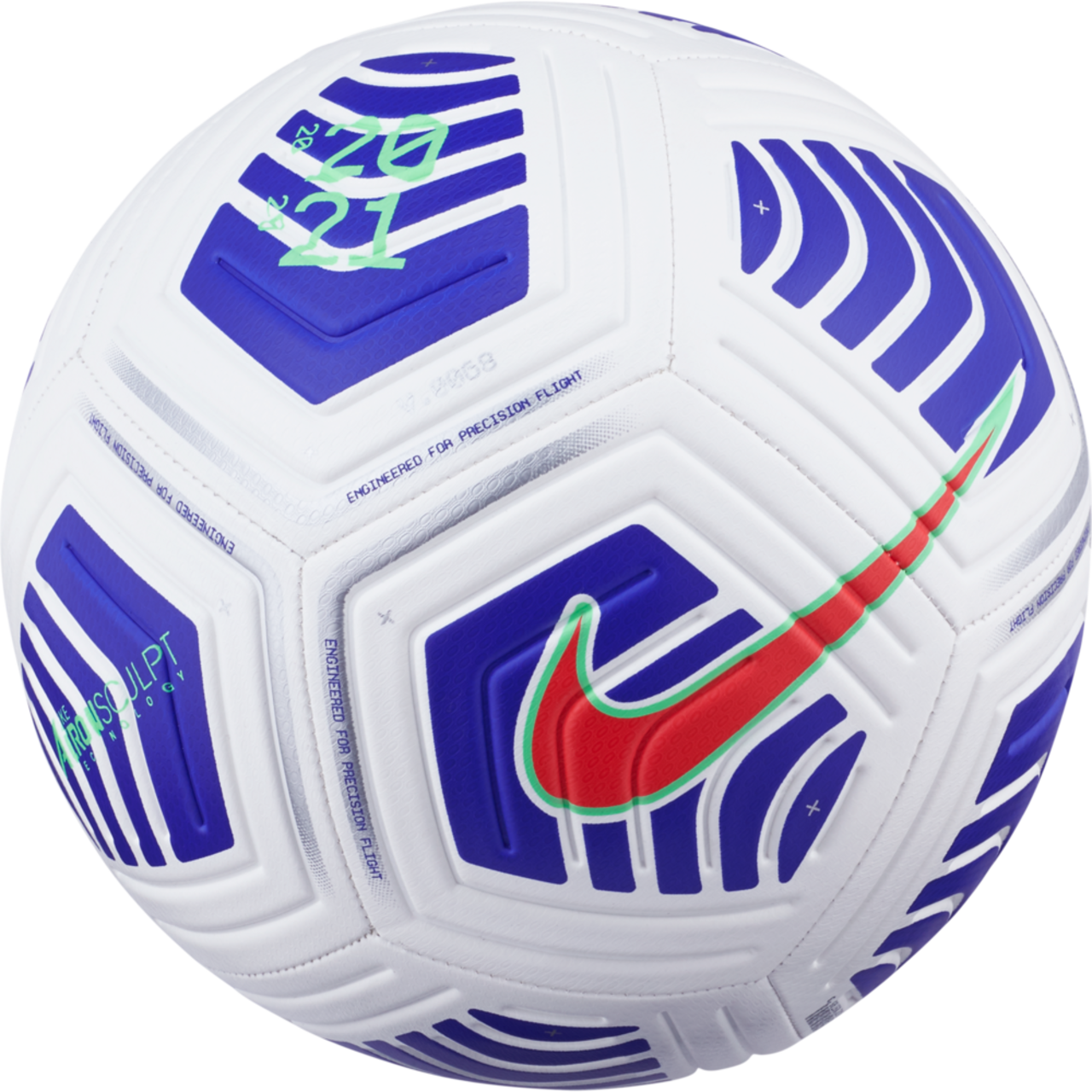 Ballon de soccer à 12 panneaux Nike Strike, blanc/bleu, taille 5