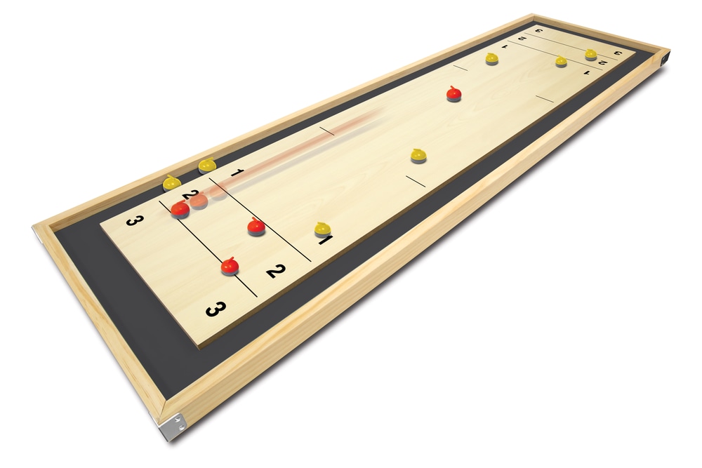 Jeu de curling de table géant 2en1 à 2 côtés en bois de luxe Canada