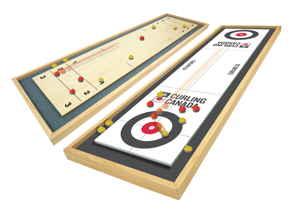 Canada Curling Deluxe Wood 2in1 Double Sided Giant Table Top Curling Game Set, 47in, Ages 6
