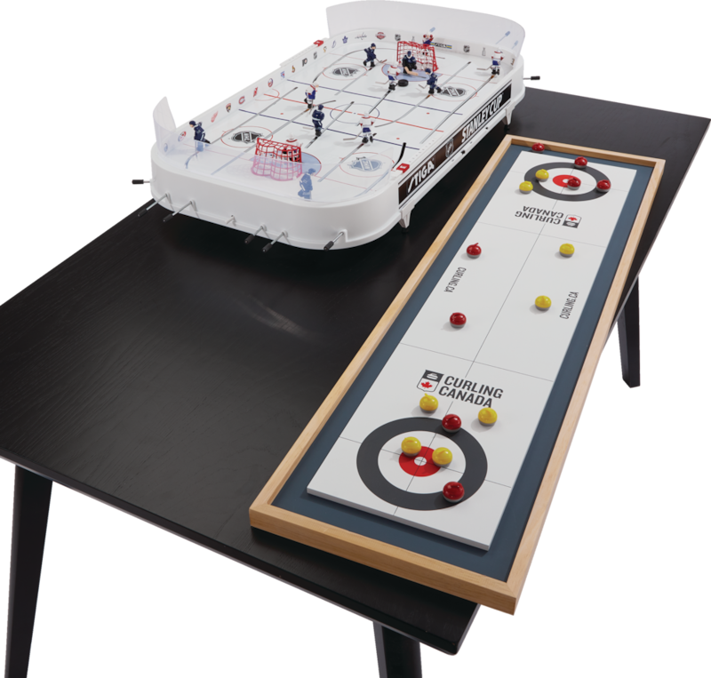 Canada Curling Deluxe Wood 2in1 Double Sided Giant Table Top Curling Game Set, 47in, Ages 6