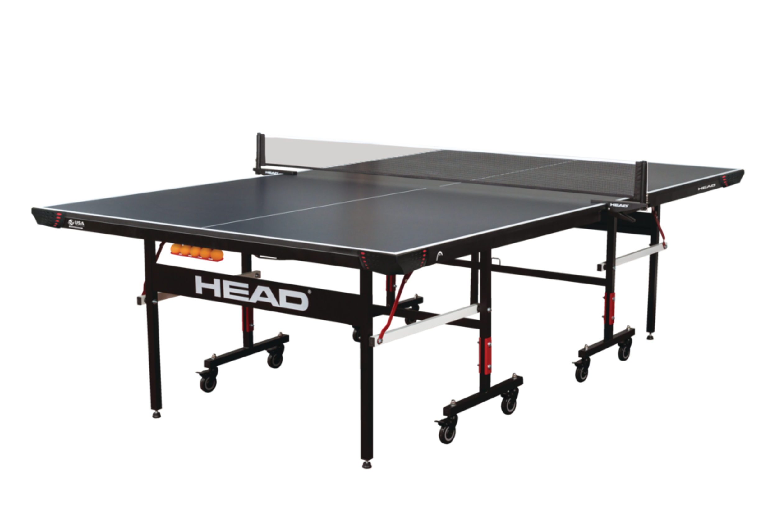 Head Summit Foldable Pong Table Tennis with Net & Built-In Storage Front_Three_Fourths_Angled_Left
