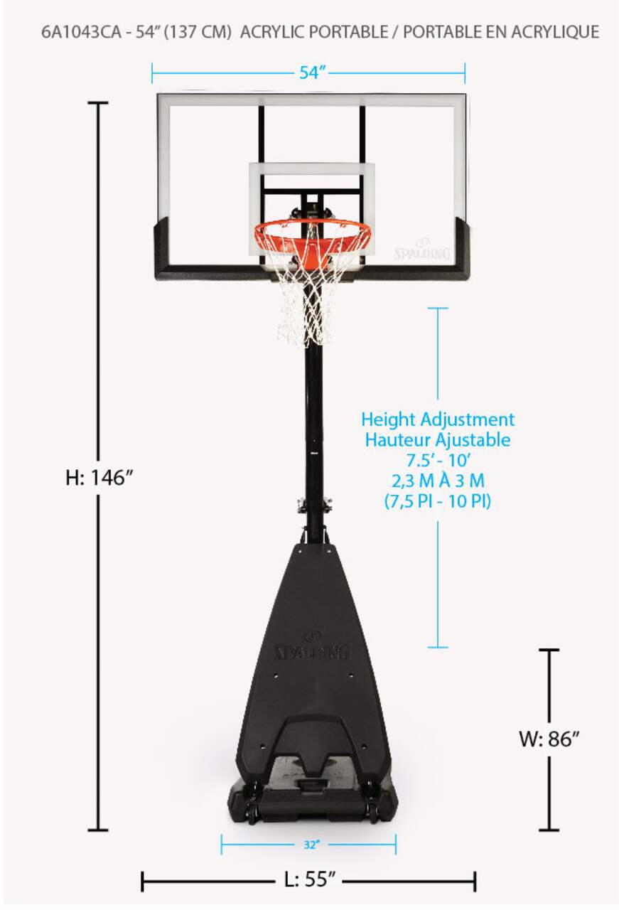 Spalding Rapidlock Portable Adjustable Basketball Backboard, Hoop