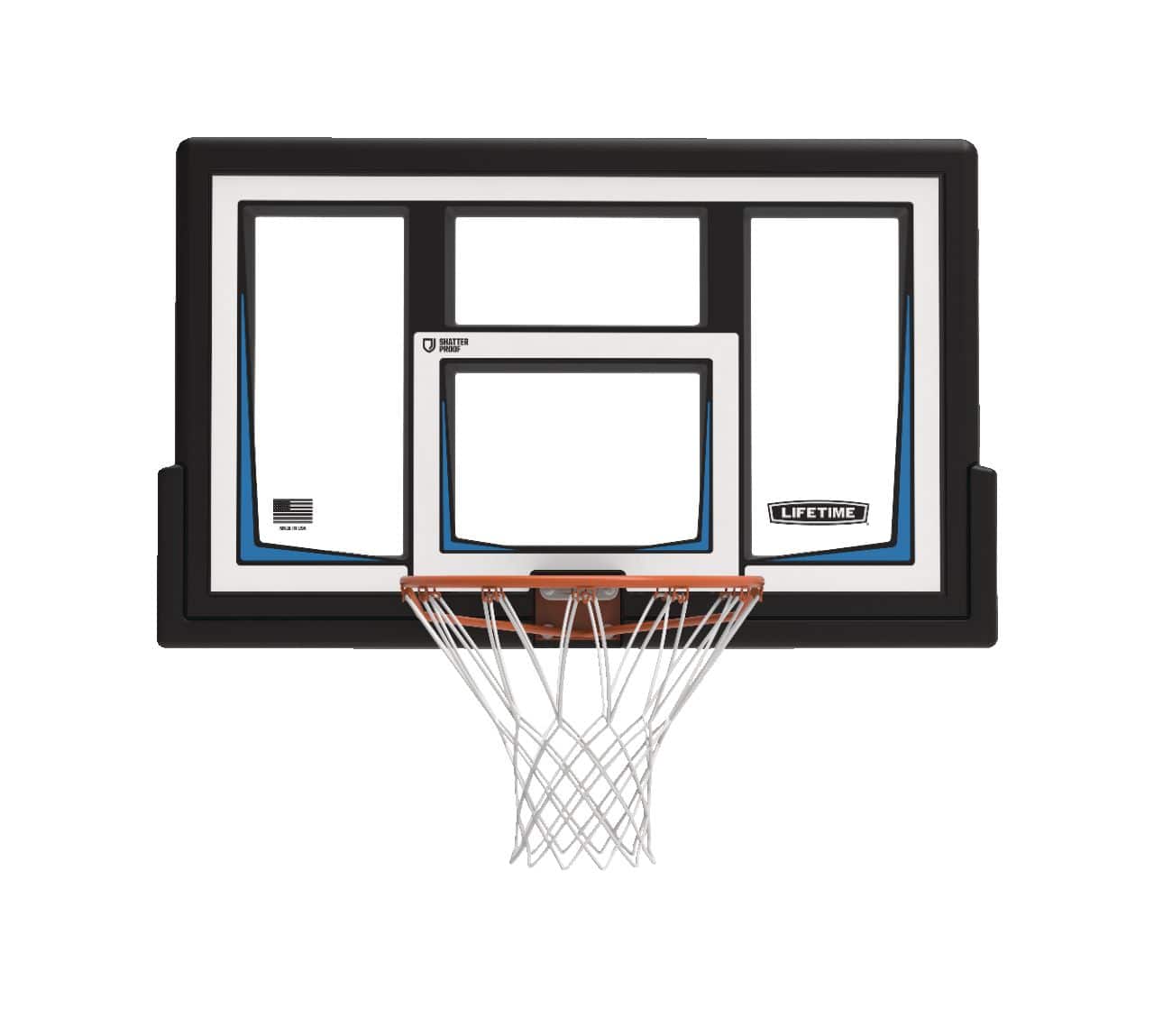 Lifetime Wall/Roof-Mount Outdoor Basketball Backboard, Hoop & Net System,  50-in