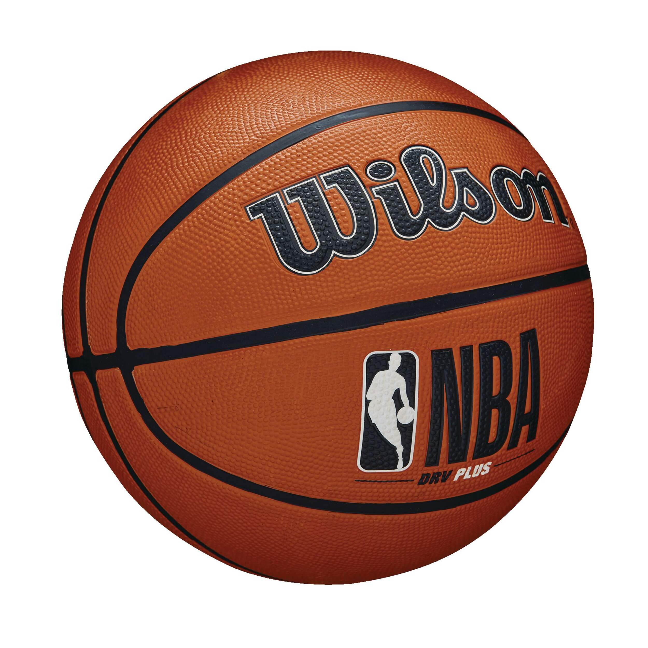 Wilson NBA DRV Plus Outdoor Rubber Basketball, Official Size 7 (29.5-in), Brown Front_Three_Fourths_Angled_Right