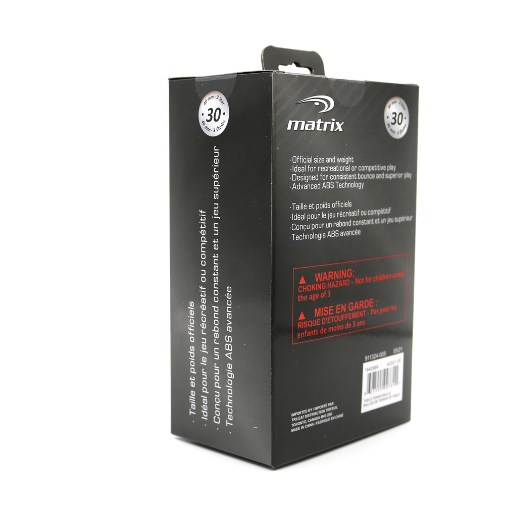 Matrix 3Star Official Size Table Tennis/Ping Pong Balls, White, 40mm