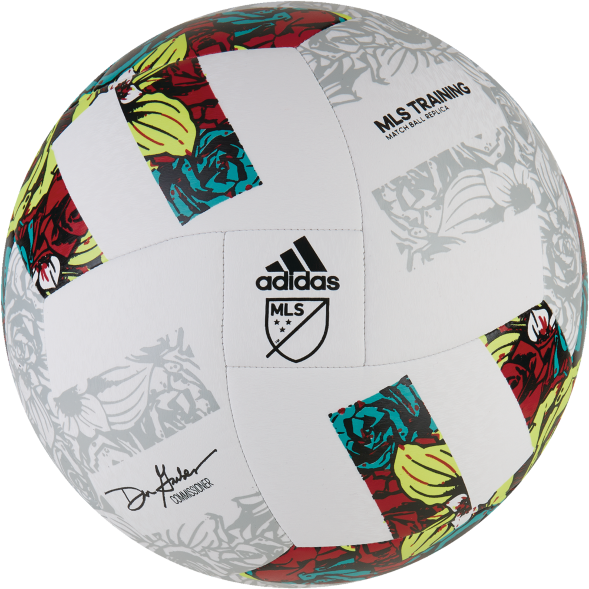 Ballon de soccer adidas MLS Club, taille 5, blanc/jaune/bleu Front_Flat