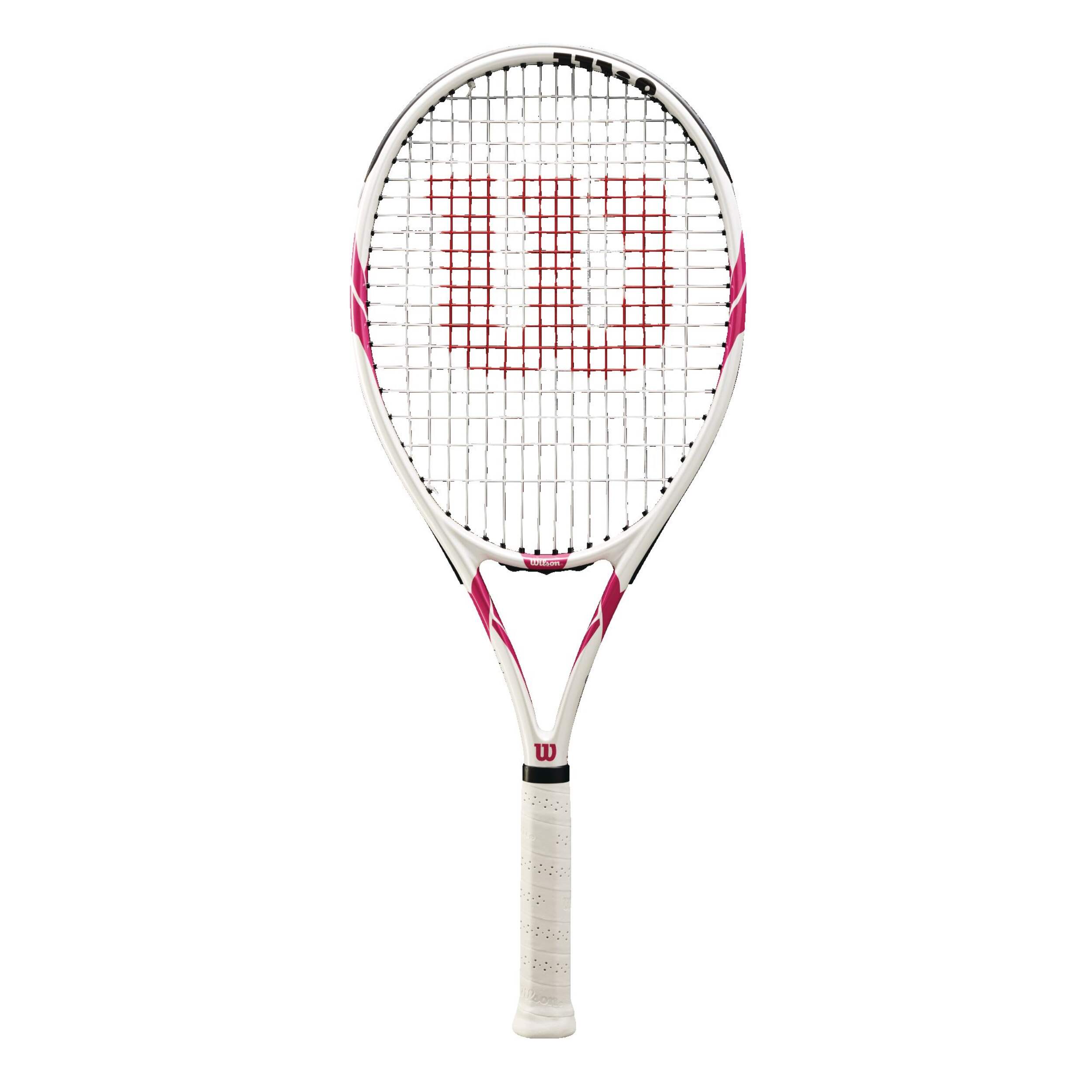 Wilson Intrigue Lite Women's Lightweight Alloy Tennis Racquet, White/Pink Front_Flat