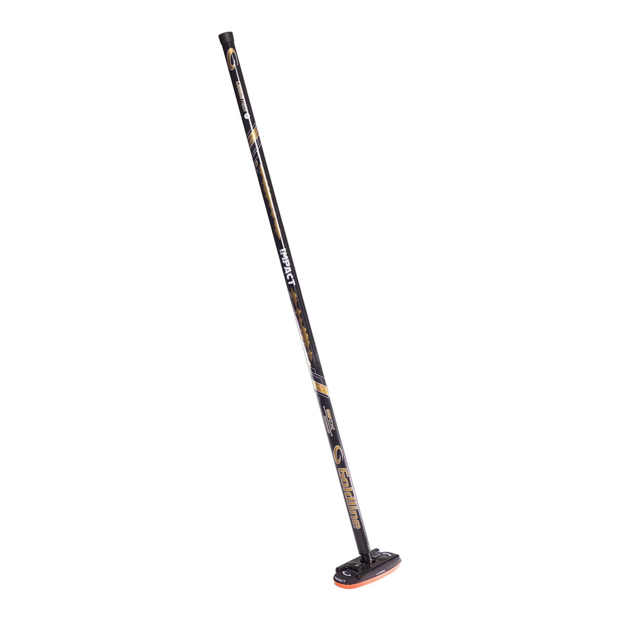 Goldline Carbon Fibre Curling Impact Broom, All Age Groups, Black, 1 1/8-in Front_Three_Fourths_Angled_Right