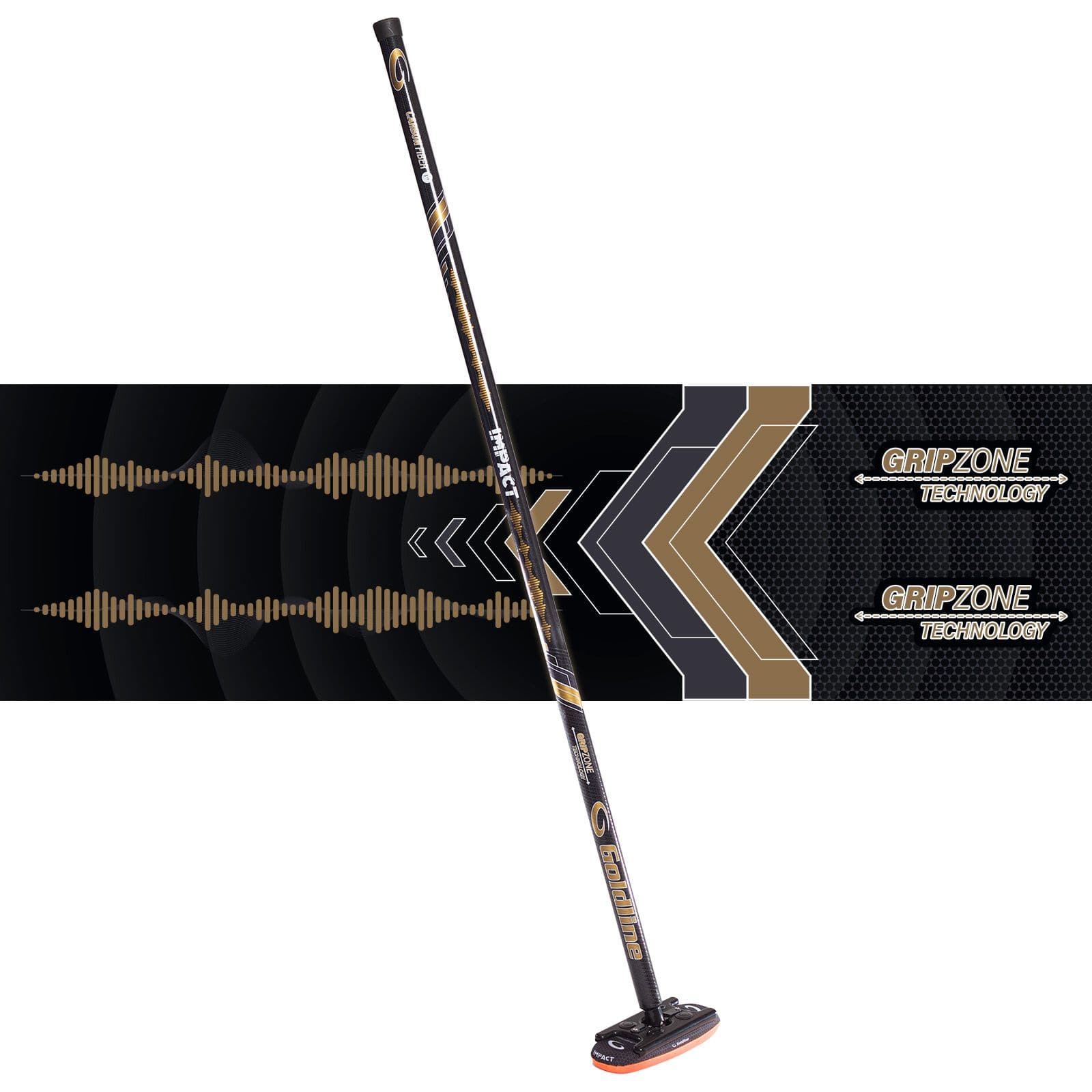 Goldline Carbon Fiber Curling Impact Broom, All Age Groups, Black 