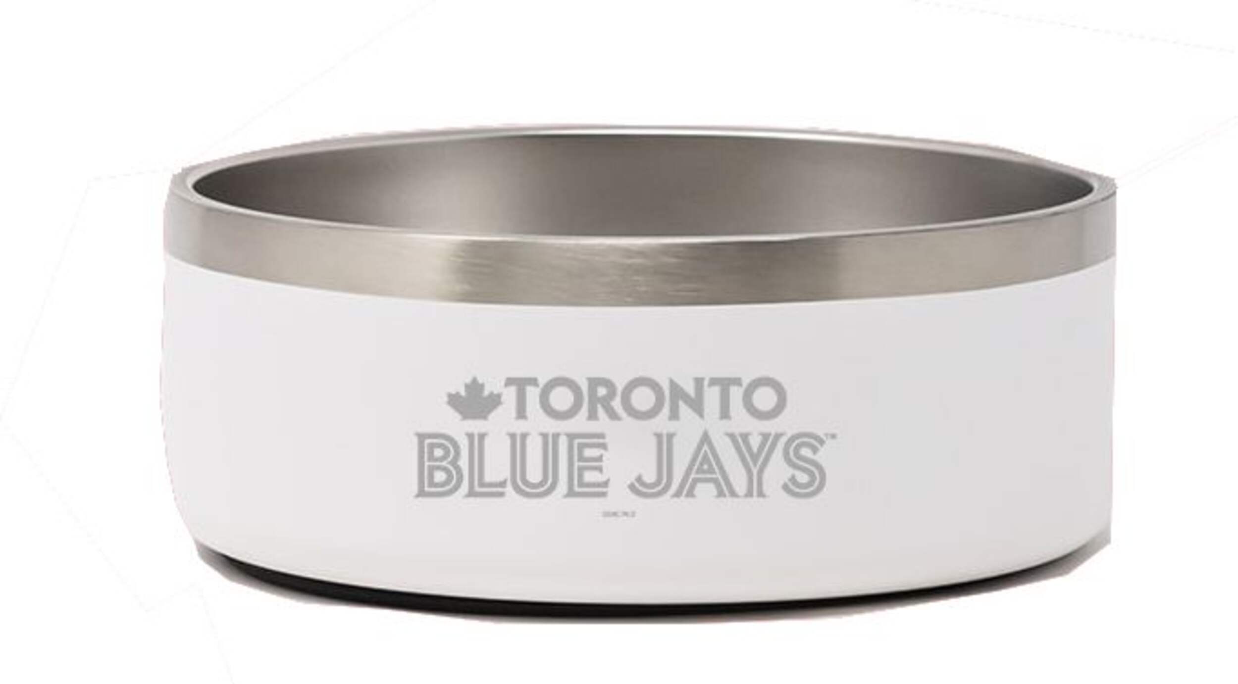 Toronto Blue Jays BPA Free Stainless Steel Double Wall Insulated Dog Bowl, White Front_Elevated