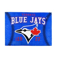 MLB Toronto Blue Jays Jumbo Fluffy Fleece Plush Blanket, Blue Front_Flat
