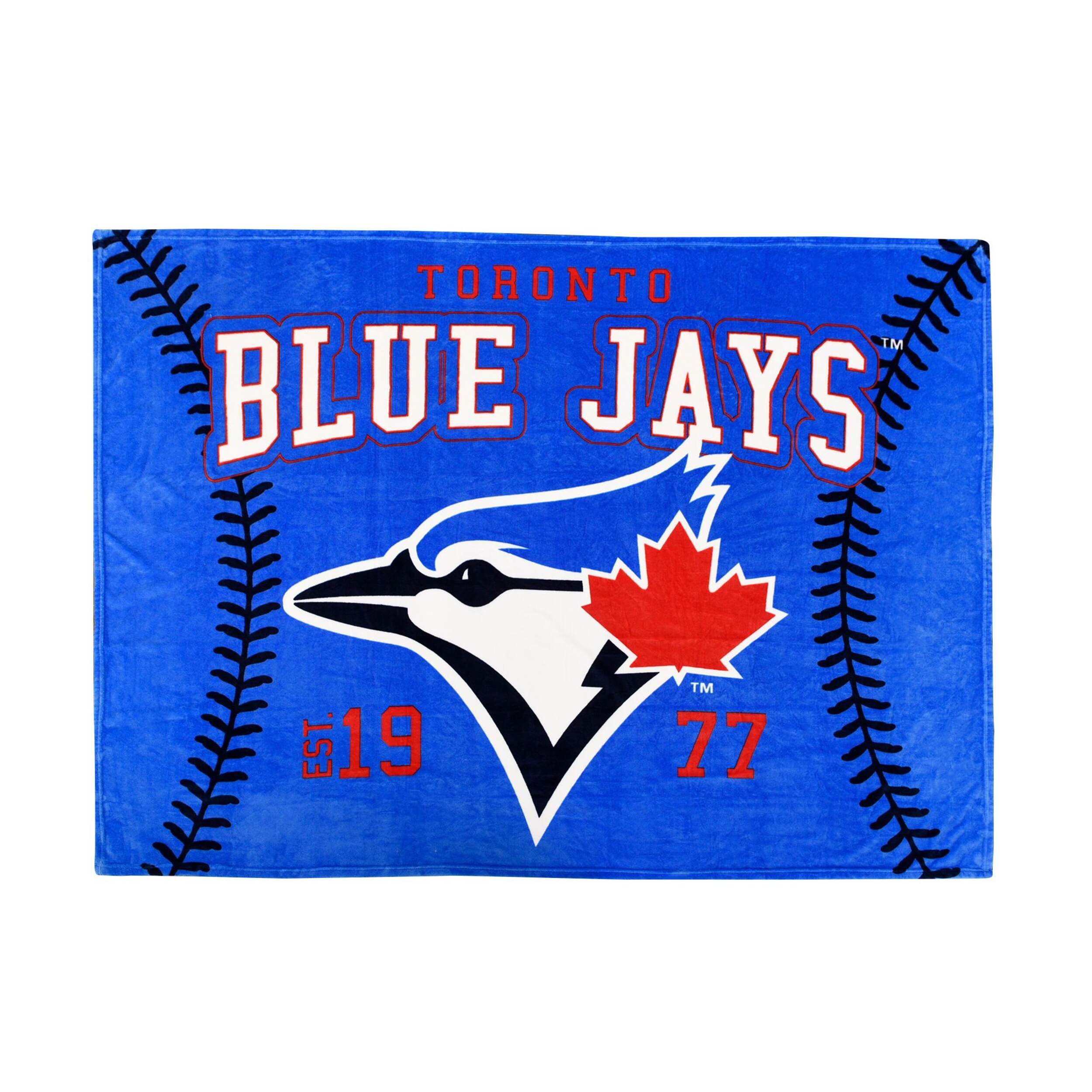 MLB Toronto Blue Jays Jumbo Fluffy Fleece Plush Blanket, Blue Front_Flat