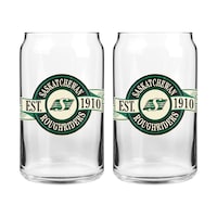 Verres en forme de canette des Roughriders de la Saskatchewan CFL, pour amateurs/collectionneurs de football CFL, paq. 2