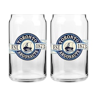 CFL Toronto Argonauts Can Glass Cup Set, Dishwasher Safe, For CFL Football Fans/Collectors, 2-pk