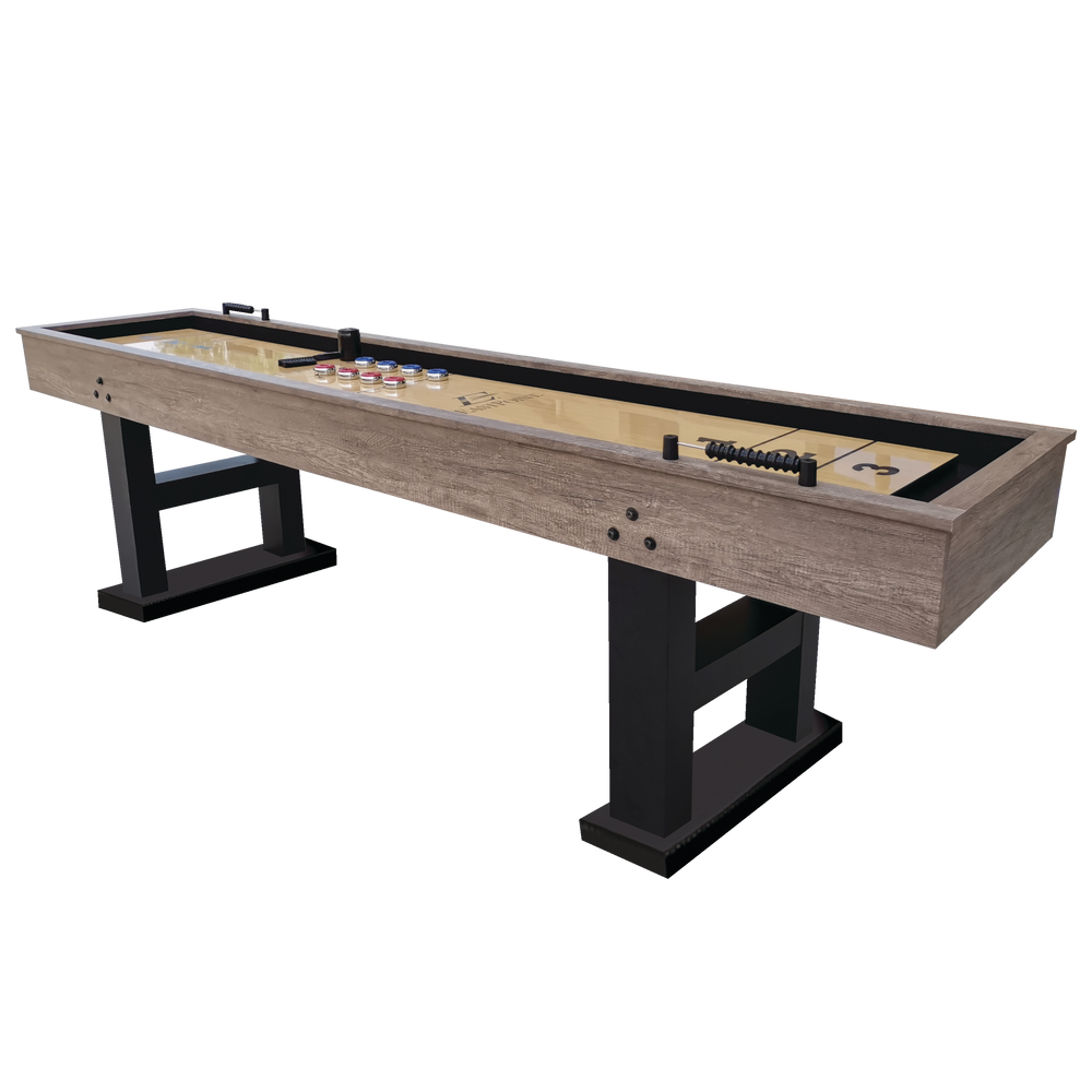 EastPoint Wood Finish Shuffleboard Table w/ Metal Pucks, Wax, Brush