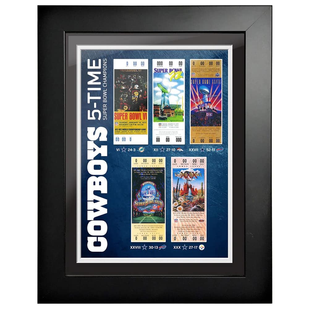 Dallas Cowboys Super Bowl Champions Ticket to History Framed Artwork, 12 x  16-in