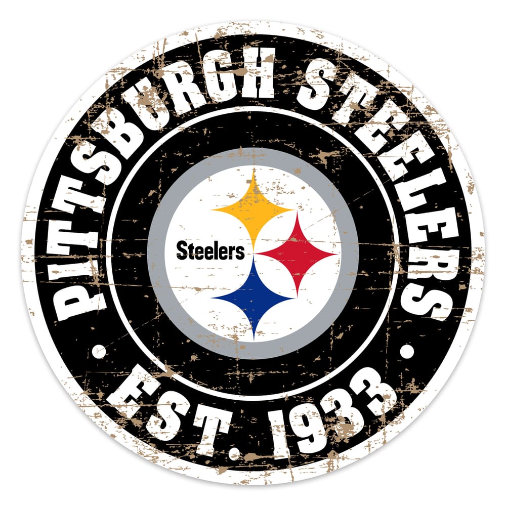 Pittsburgh Steelers Round PVC Distressed Logo Wall Sign, 22-in ...