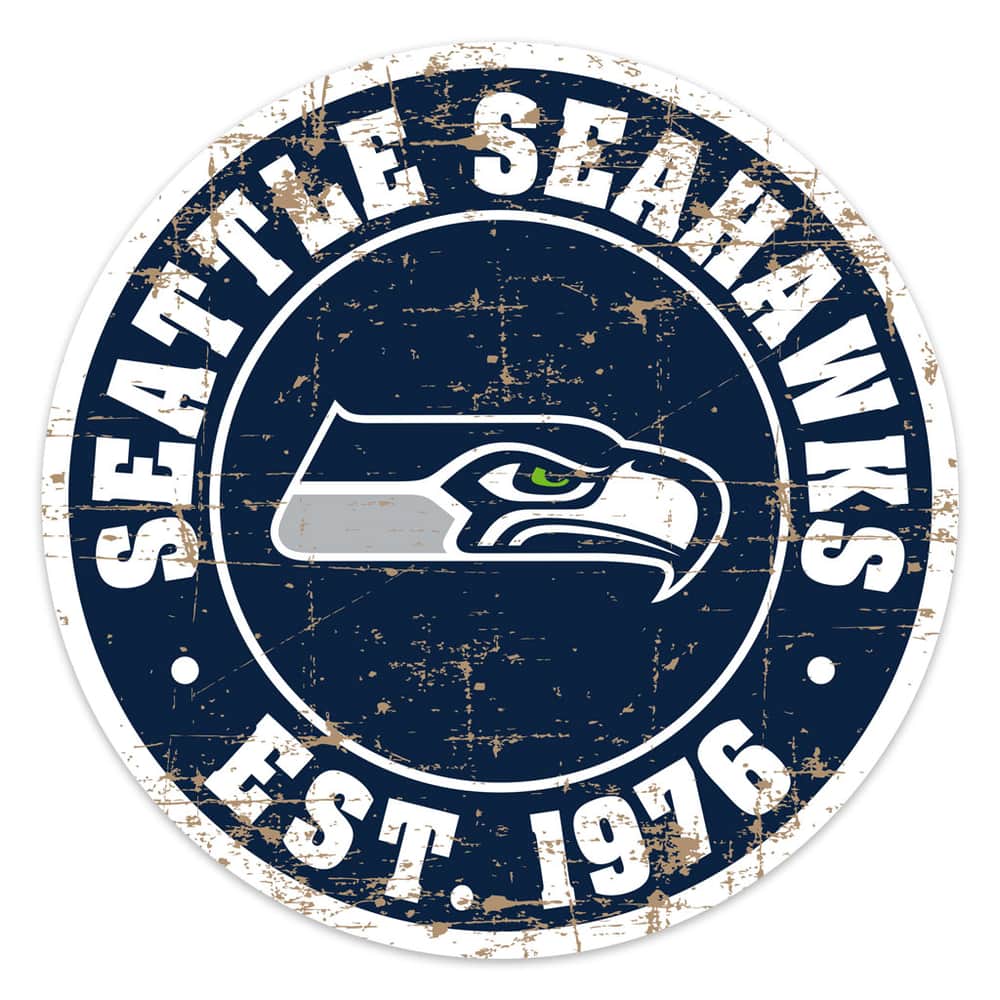Seattle Seahawks Round PVC Distressed Logo Wall Sign, 22-in | Canadian Tire