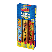 Kaboom Mini Cannon Barrage Colourful Crackling Stars Fireworks, 3-pk, 65-ft Front_Three_Fourths_Angled_Left