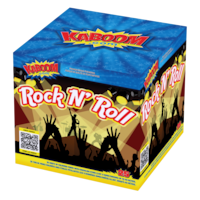 Kaboom Rock 'N' Roll Fireworks, Coloured Mines with Crackling Stars, 25 Shots, 131-ft Front_Three_Fourths_Angled_Left