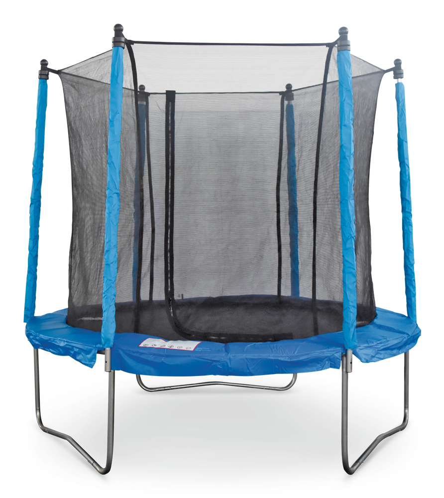 JumpTek Outdoor Round Trampoline with Safety Enclosure, 8ft, Easy