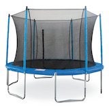 JumpTek Outdoor Round Trampoline with Safety Enclosure, 12-ft Front_Elevated