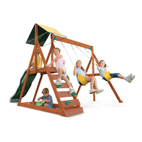 KidKraft Outdoor Sunview Cedar Lumber/Wooden Play Centre, Kids Ages 3-7 Back_Angled_Left