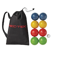 Rec-Tek Outdoor & Indoor Molded Bocce Set with Storage Bag, Multi-Coloured, 9-pk, All Ages, for Lawn Game Activities Front_Flat