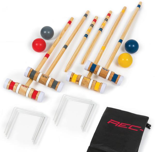 Rec-Tek Outdoor 4-Player Croquet Set, 19-pc, with Carry Bag, All