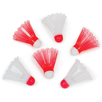 Badminton Outdoor Weatherproof Durable Shuttlecocks Set, Red/White, 6-pk, All Ages, for Lawn Game Activities Composite_or_Mixed