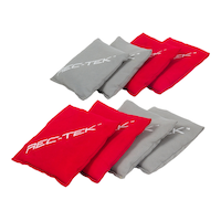 Rec-Tek Outdoor & Indoor Replacement Bean Bags, Grey/Red, 4-in, 8-pk, All Ages, for Lawn Game Activities Front_Angled_Left