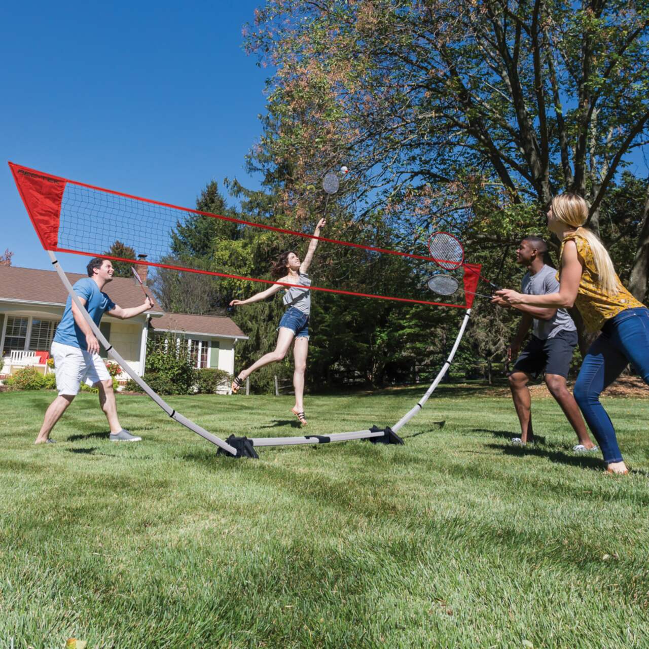 Portable Badminton Net Set with Storage Base, Rackets LED Lightning  Shuttlecocks Combo Set for Family and Kids, Easy Setup for Backyard  Training, Beach, Park, Picnic Games in the Sports Equipment department at