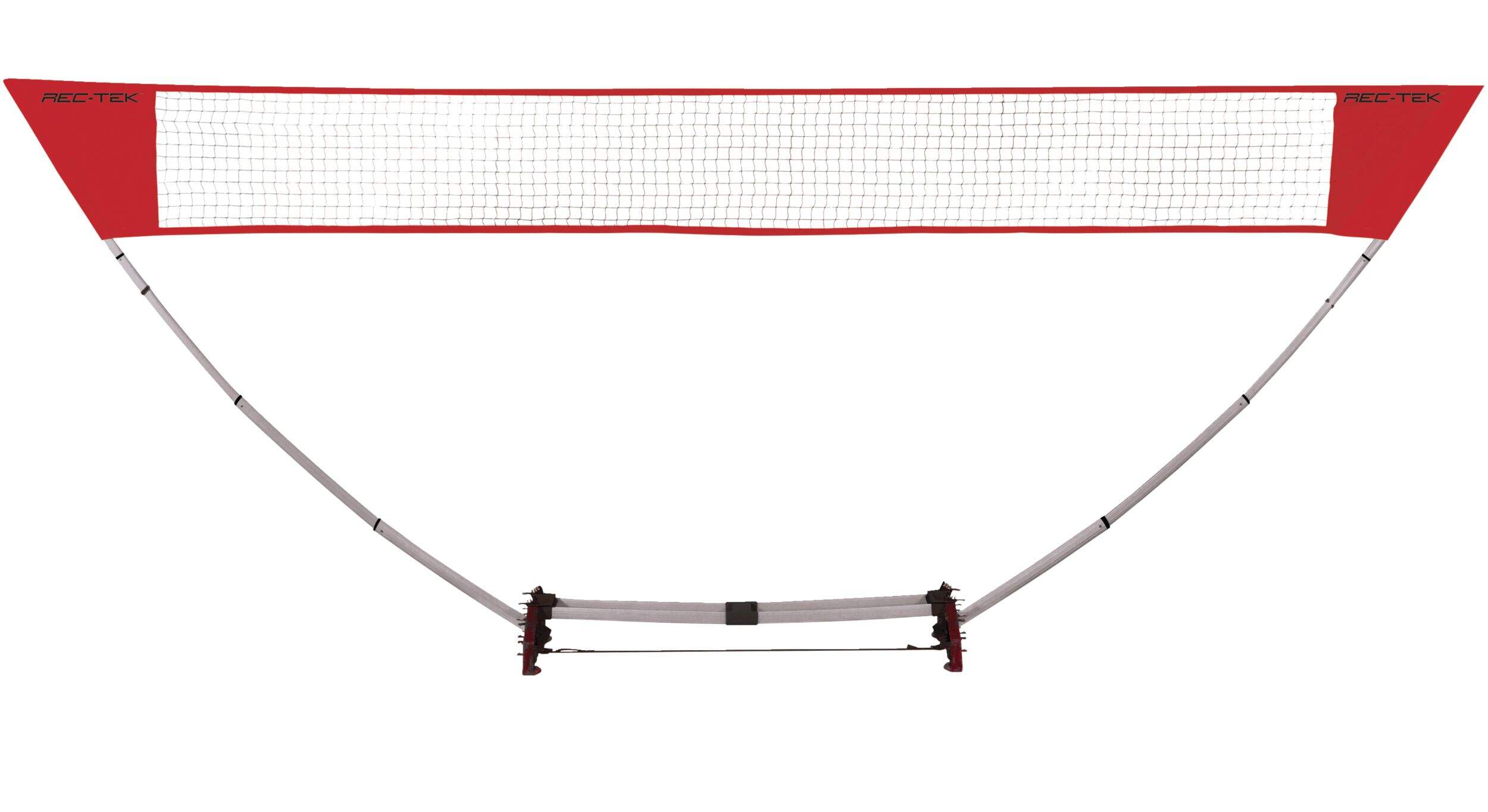 Rec-Tek Outdoor Portable Easy Set-up Badminton Net, Red, 15-ft, 7-pk, All Ages, for Lawn Game Activities Front_Elevated