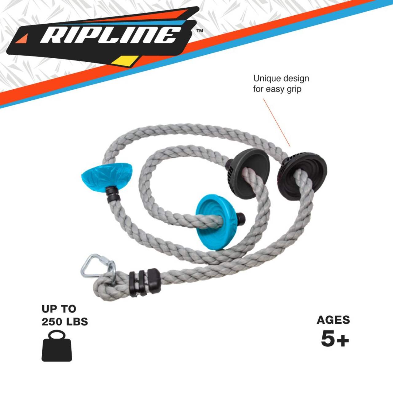 Ripline Ninja Line Outdoor Expansion Swinging/Climbing Rope, 8-ft, Kids  Ages 5+
