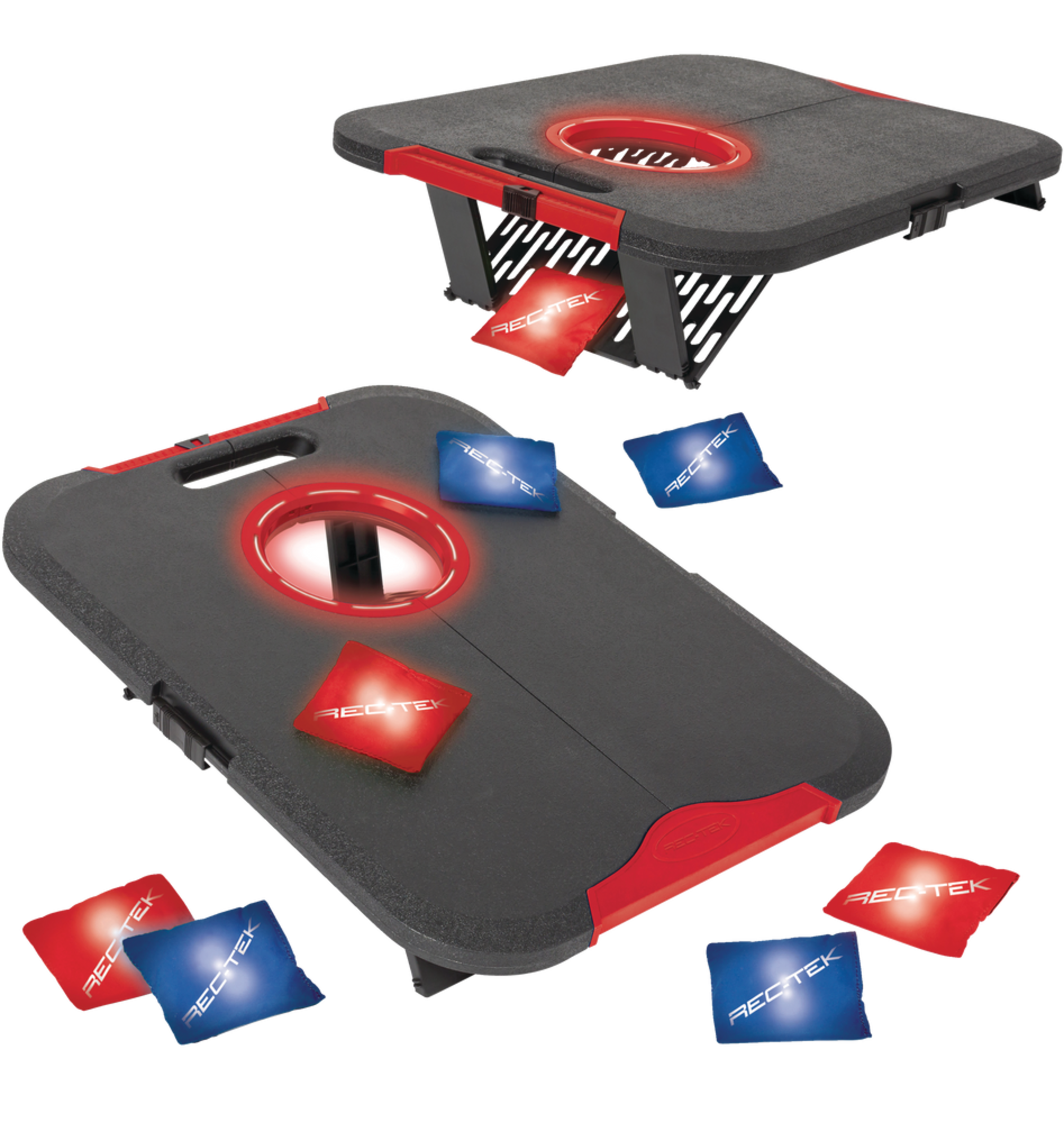 Jeu de poches de jardin lumineux Rec-Tek, rouge/bleu, 23,5 po, tous âges, pour activités de jeu de pelouse, paq. 10 Composite_or_Mixed