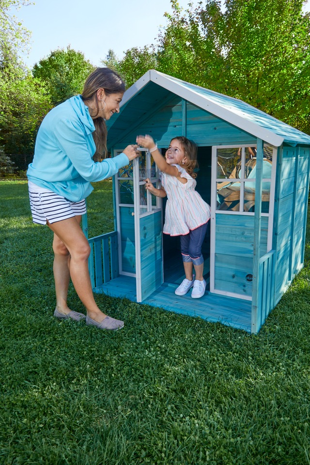 Plum® Deckhouse Outdoor Weather Resistent Wooden Playhouse, 56x47x57in