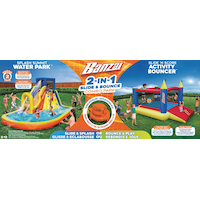 BANZAI Double Fun Outdoor Inflatable 2-in-1 Water Park & Bounce House Combo, Kids Ages 5+