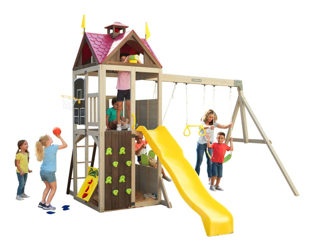 kidkraft summerhill wooden swing set play centre