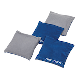 Rec-Tek Outdoor Large Replacement Bean Bags with Storage Bag,  Red/Grey/Blue, 6-in, 4-pk, All Ages, for Lawn Game Activities Front_Angled_Left