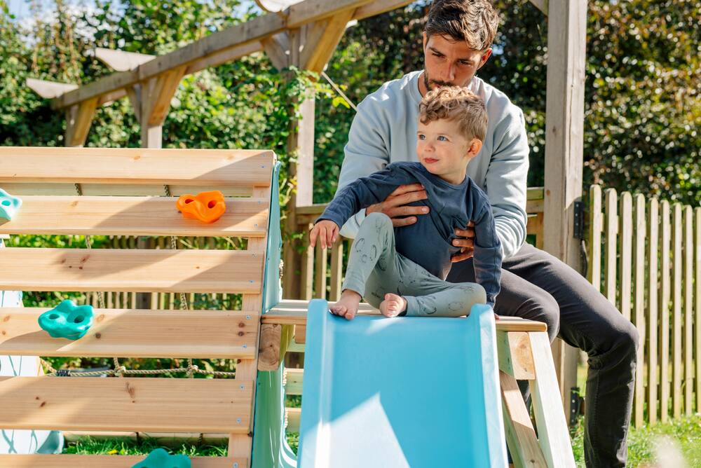 my first wooden playset with slide