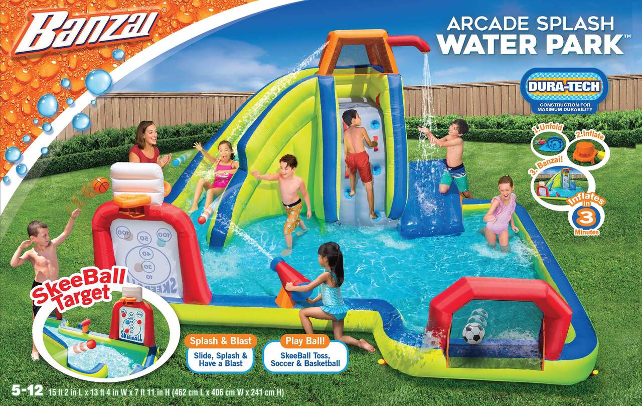 BANZAI Arcade Outdoor Inflatable Splash Water Park & Sports Centre