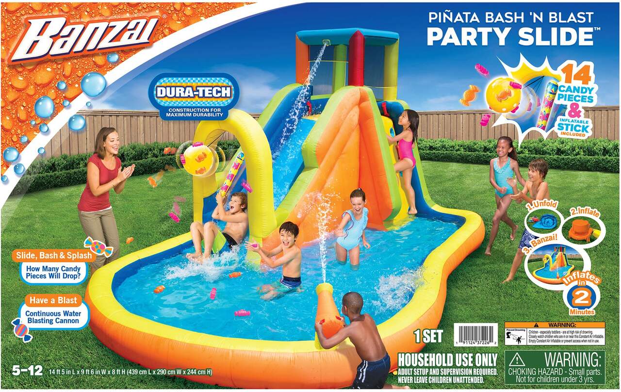 Bouncer Outdoor Inflatable Ball Pit, Detachable Slide Bouncer, 5.4-ft, Kids  Ages 1+