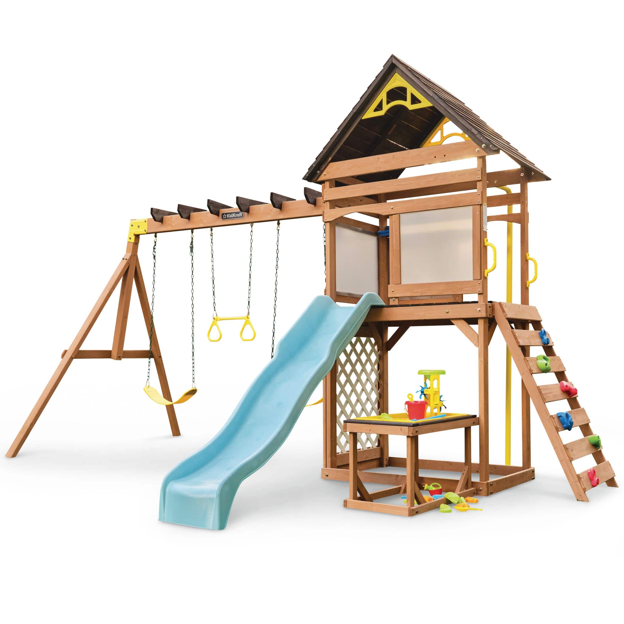 Sturdy Rope Climbing Ladder Wooden Playhouse Ladder Toy w/ Hook