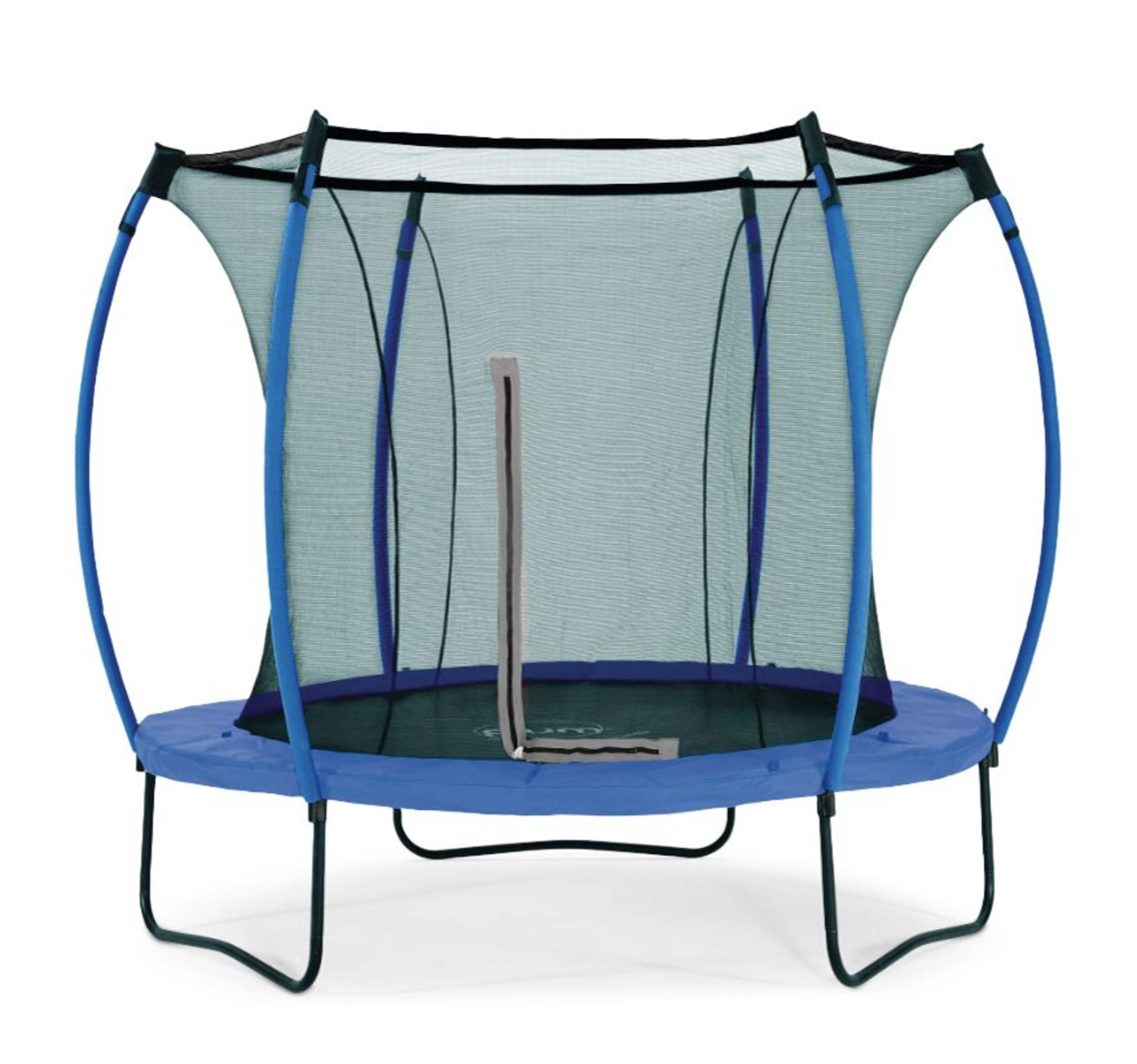 Trampoline d'extérieur bleu Plum Springsafe avec filet de sécurité et couvercle, 8 pi, 6 ans et plus Front_Flat