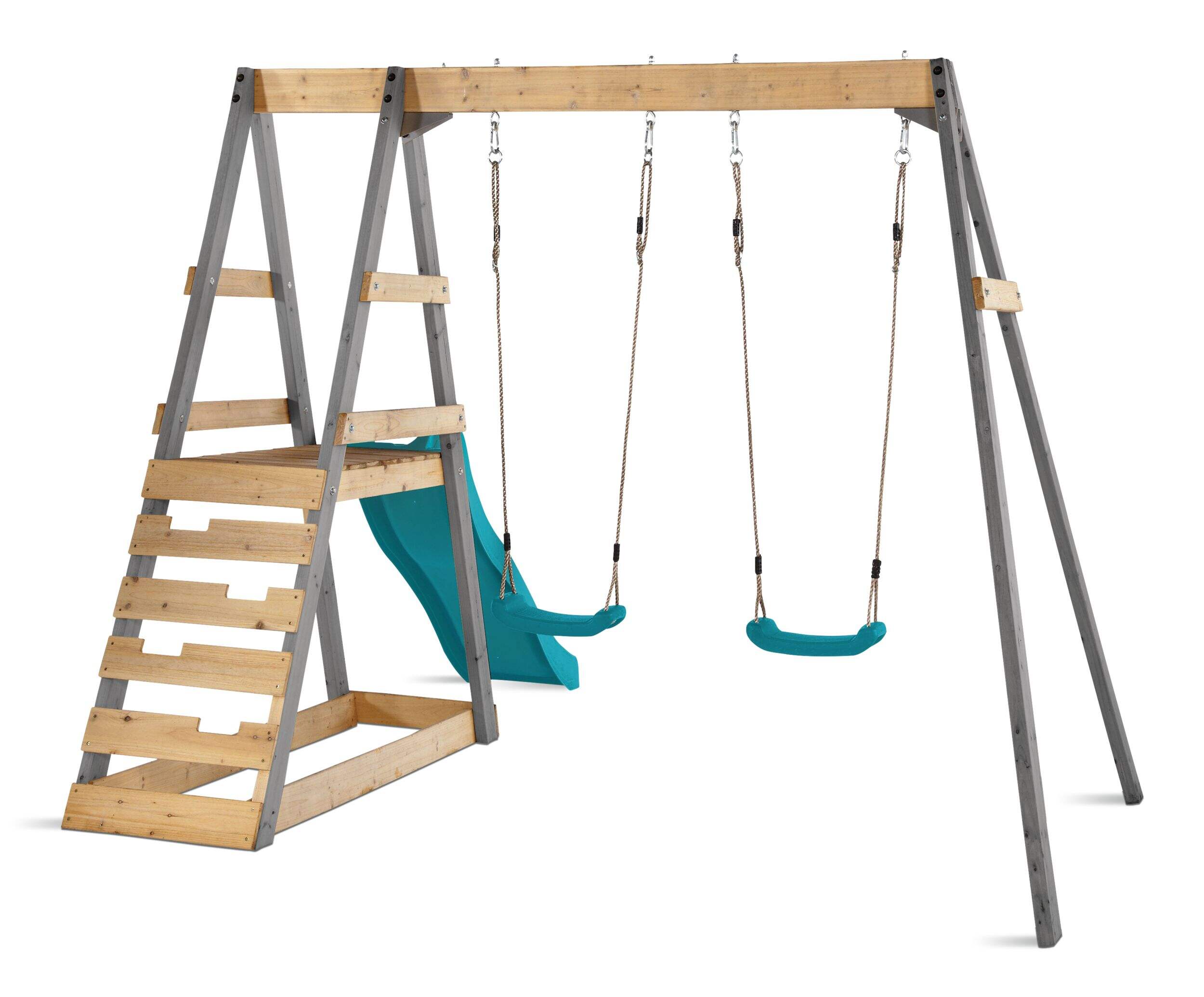 Plum® Tamarin Outdoor Climbing Frame and Swing Set Front_Angled_Left
