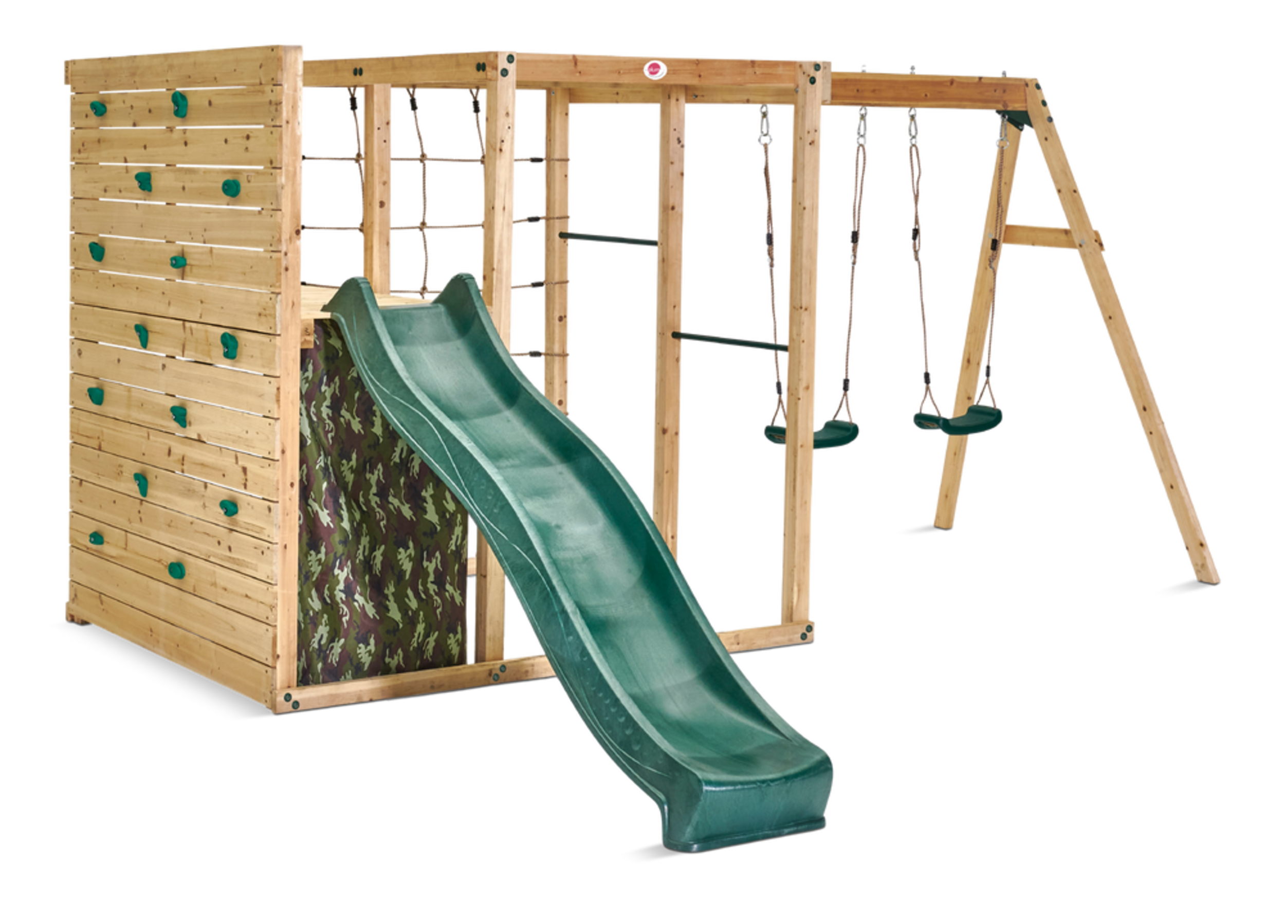 Plum® Kids' Outdoor Climbing Cube Play Centre for Climbing, Swinging, Sliding & Hiding Front_Three_Fourths_Angled_Right